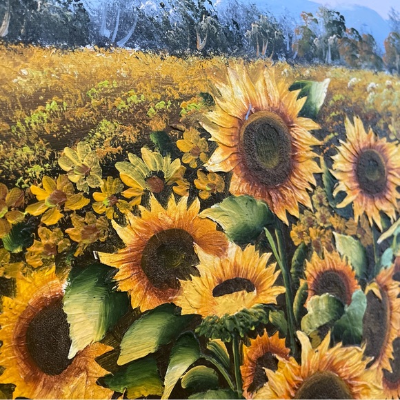 W. Mirkin Original Oil Painting – Sunflower Field (+ Professionally Framed) - Picture 5 of 9